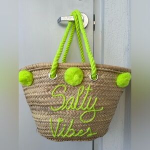 Handmade Salty Vibes BOHO Straw Tote